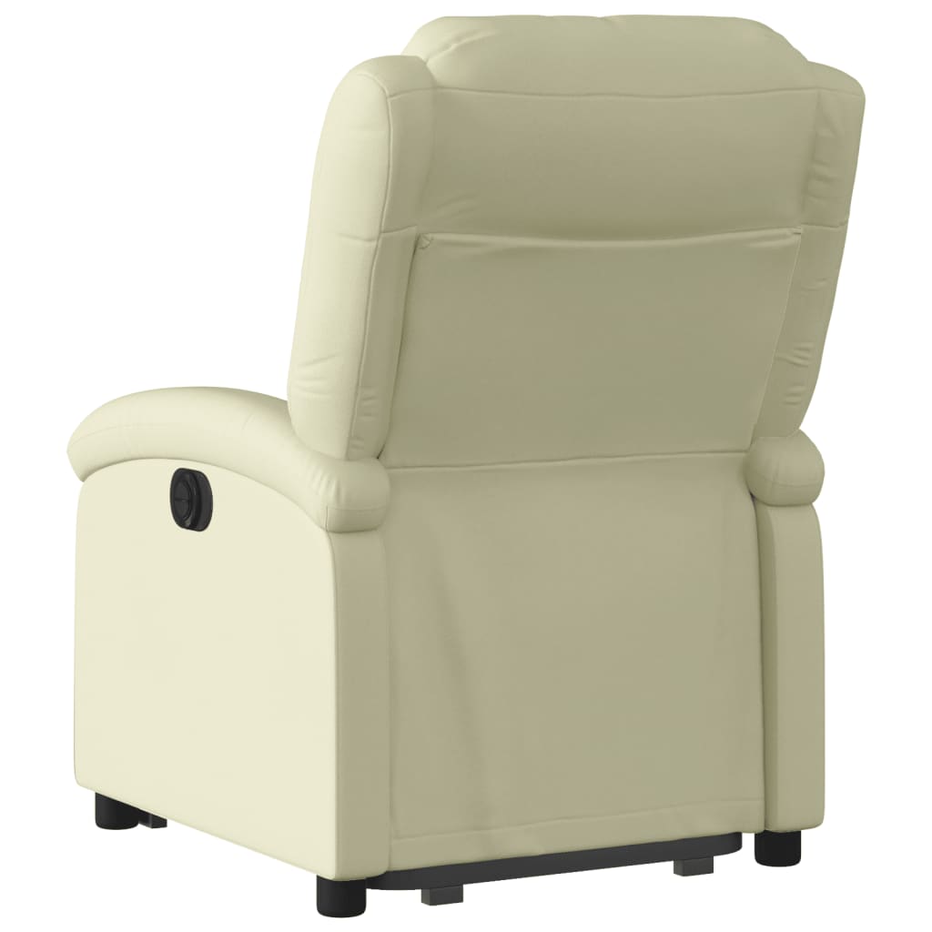 vidaXL Fotoliu rabatabil electric cu ridicare, crem, piele naturală