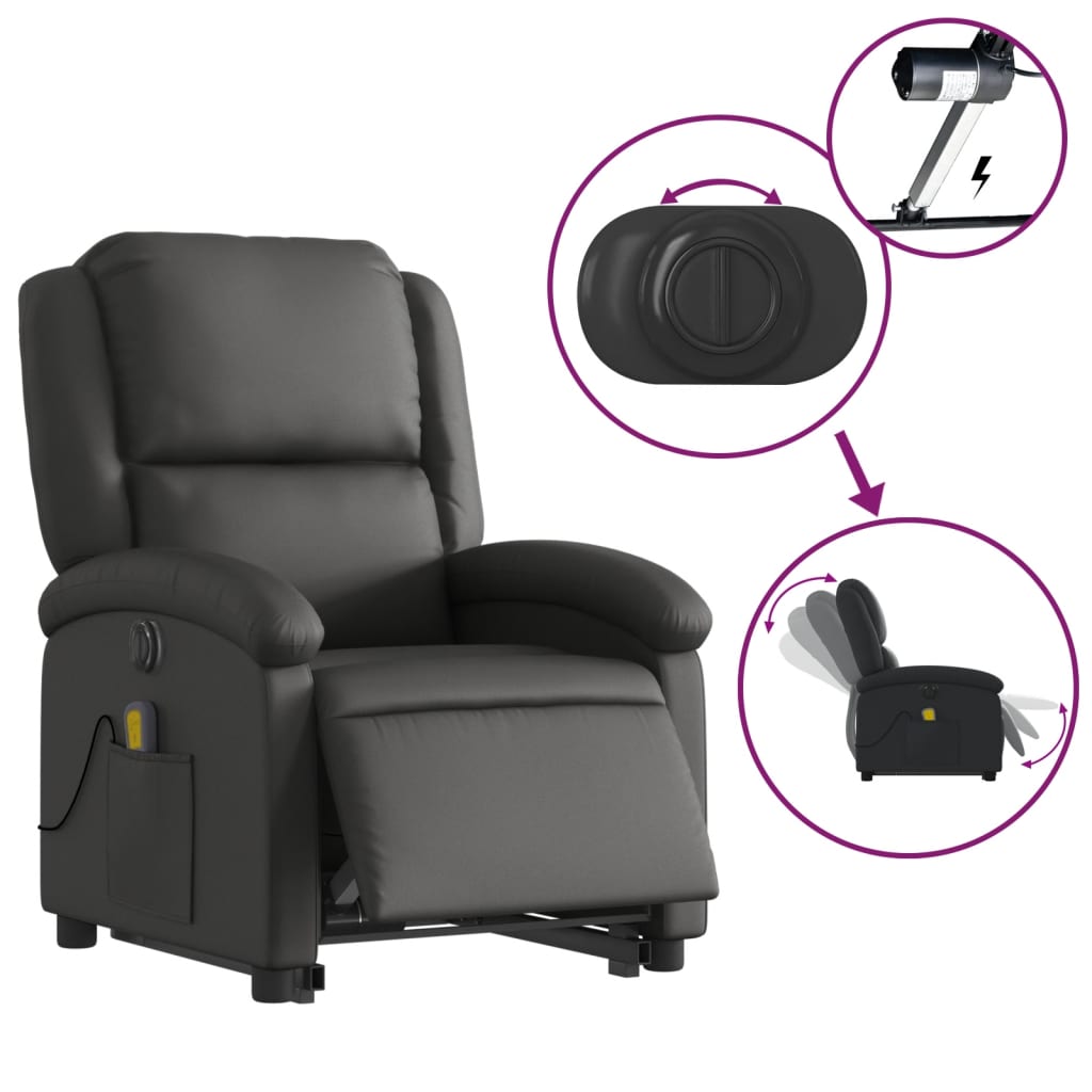 vidaXL Fotoliu electric masaj rabatabil cu ridicare, negru