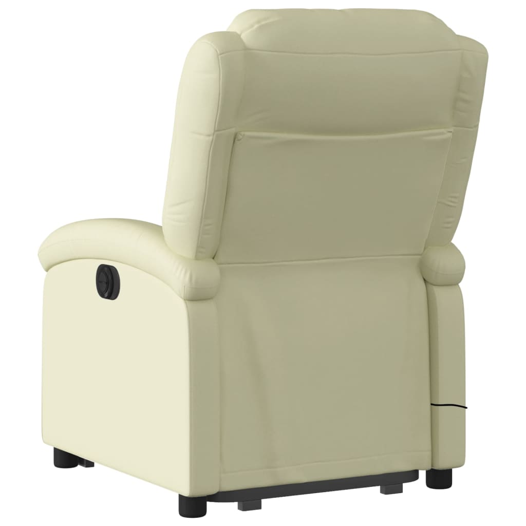 vidaXL Fotoliu electric masaj rabatabil cu ridicare crem piele natural