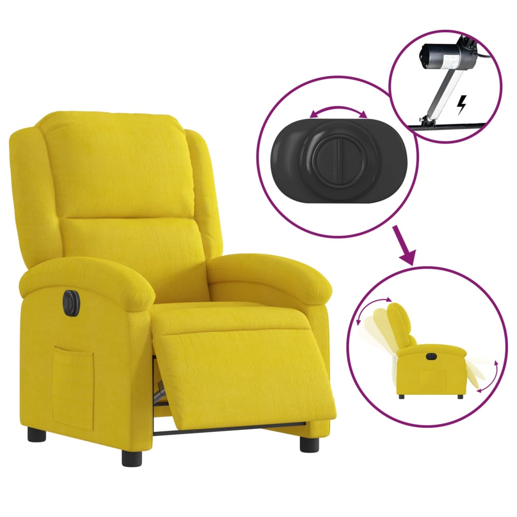 vidaXL Fotoliu rabatabil electric, galben, catifea