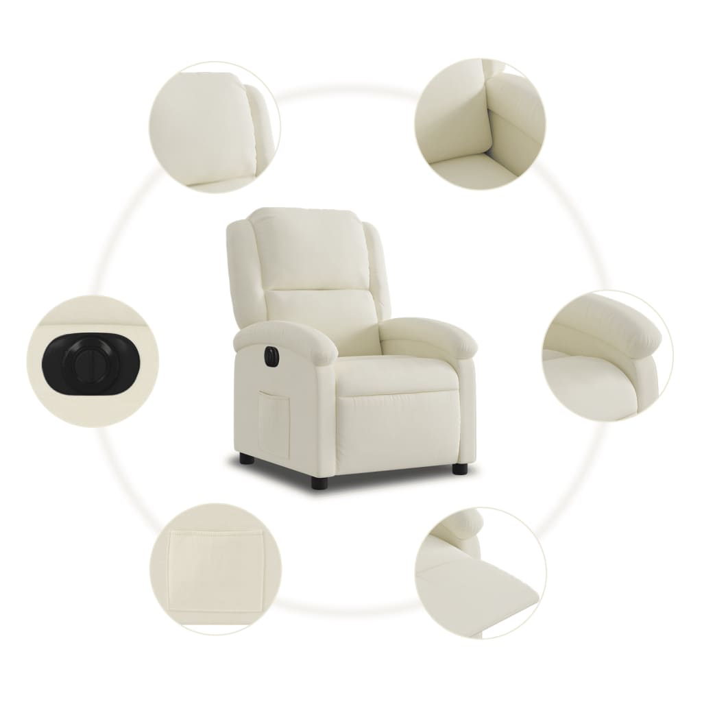 vidaXL Fotoliu rabatabil electric, crem, catifea