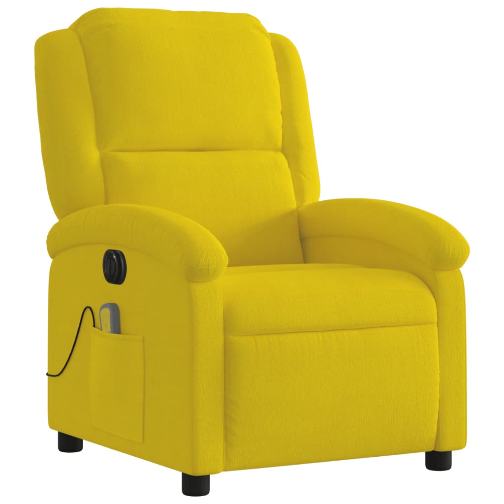 vidaXL Fotoliu de masaj electric rabatabil, galben, catifea