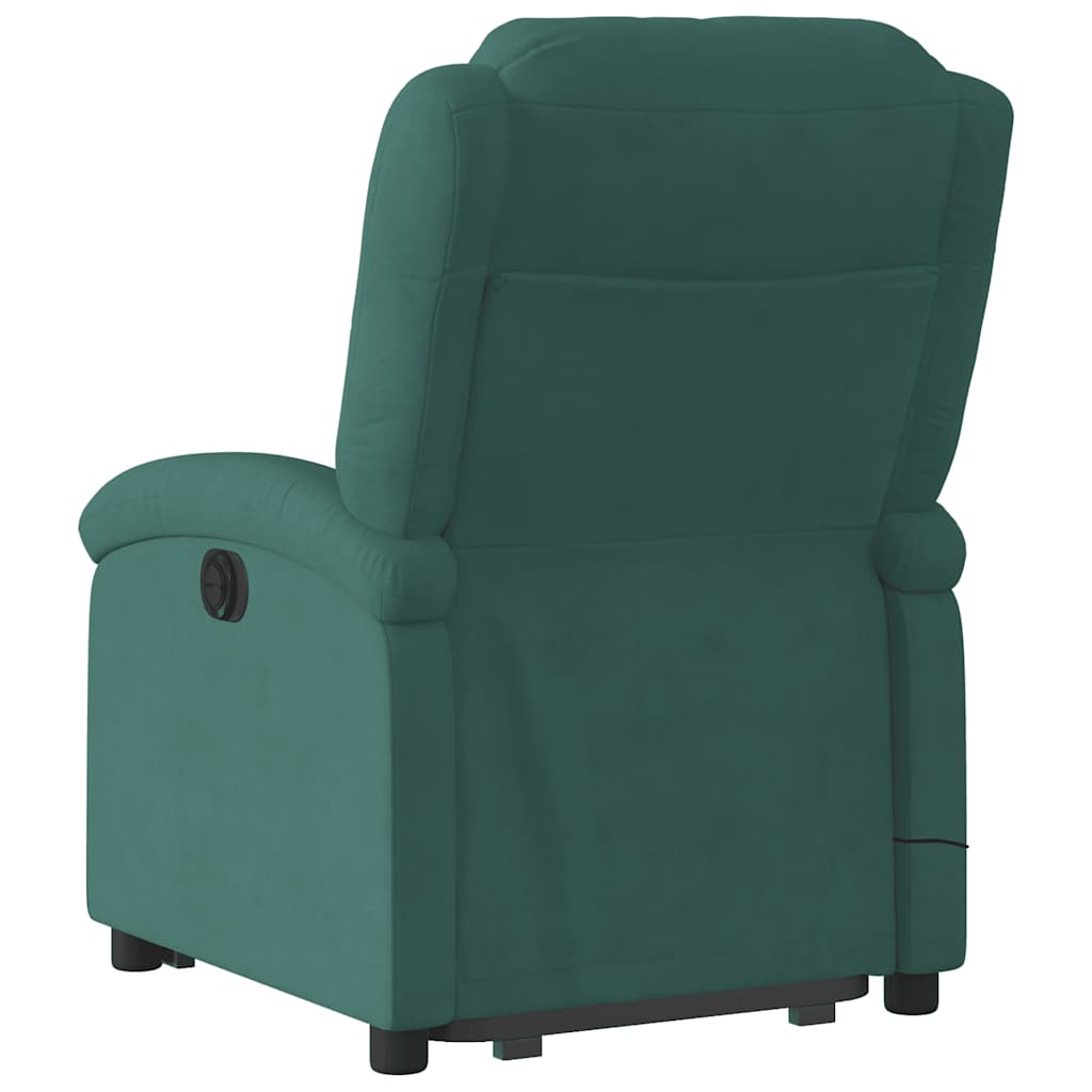 vidaXL Fotoliu de masaj cu ridicare, verde închis, catifea vidaXL Fotoliu de masaj cu ridicare, verde închis, catifea