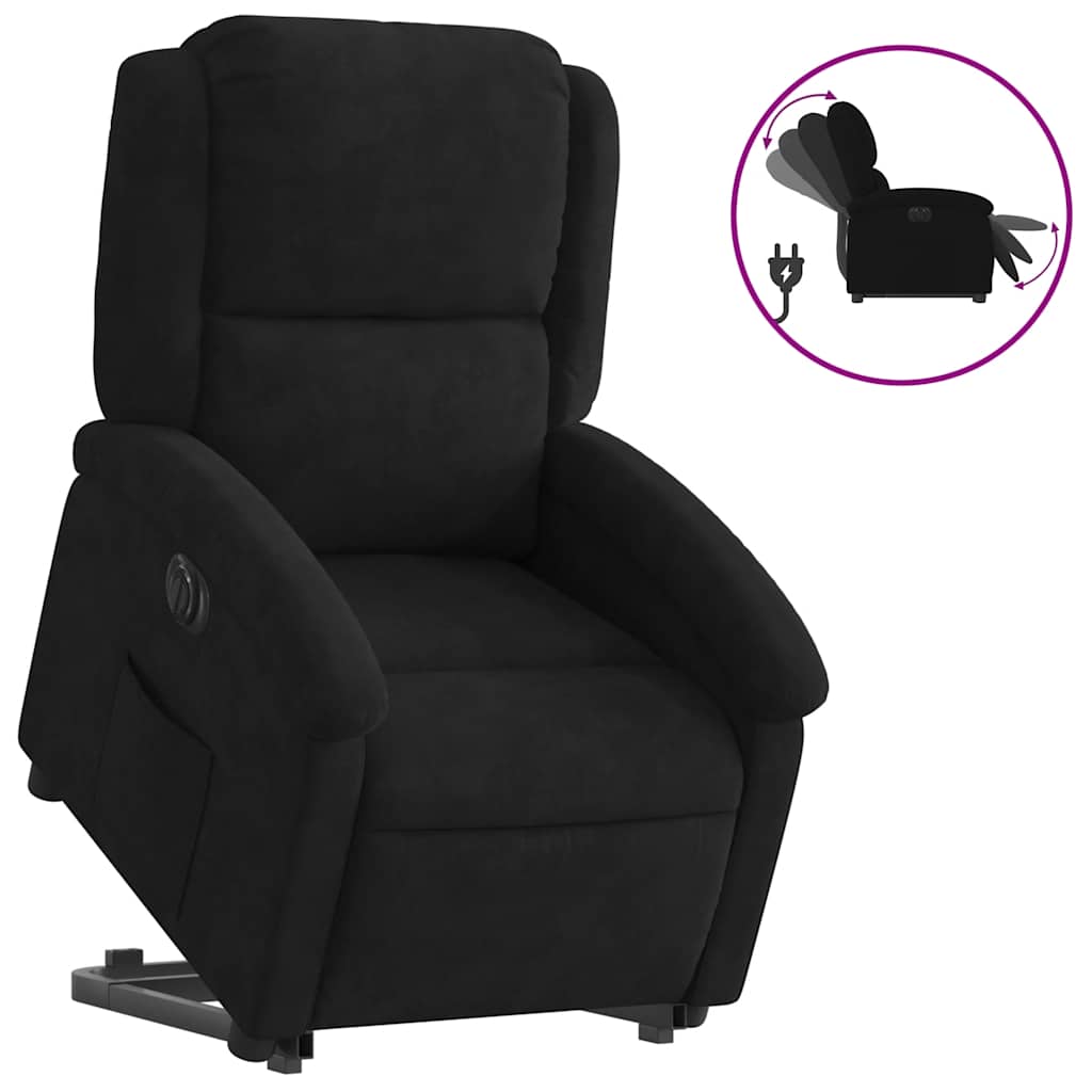 vidaXL Fotoliu electric rabatabil cu ridicare, negru, catifea