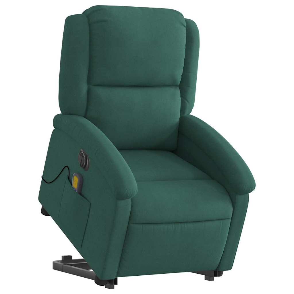 vidaXL Fotoliu electric masaj rabatabil/ridicare verde închis catifea