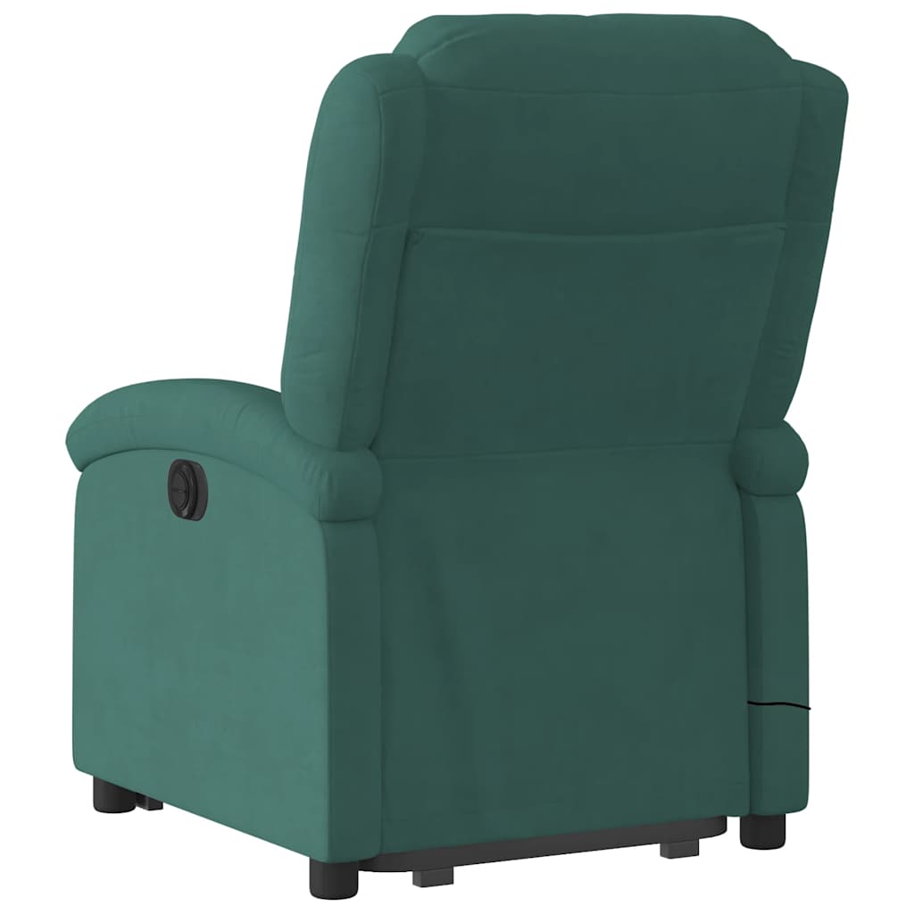 vidaXL Fotoliu electric masaj rabatabil/ridicare verde închis catifea
