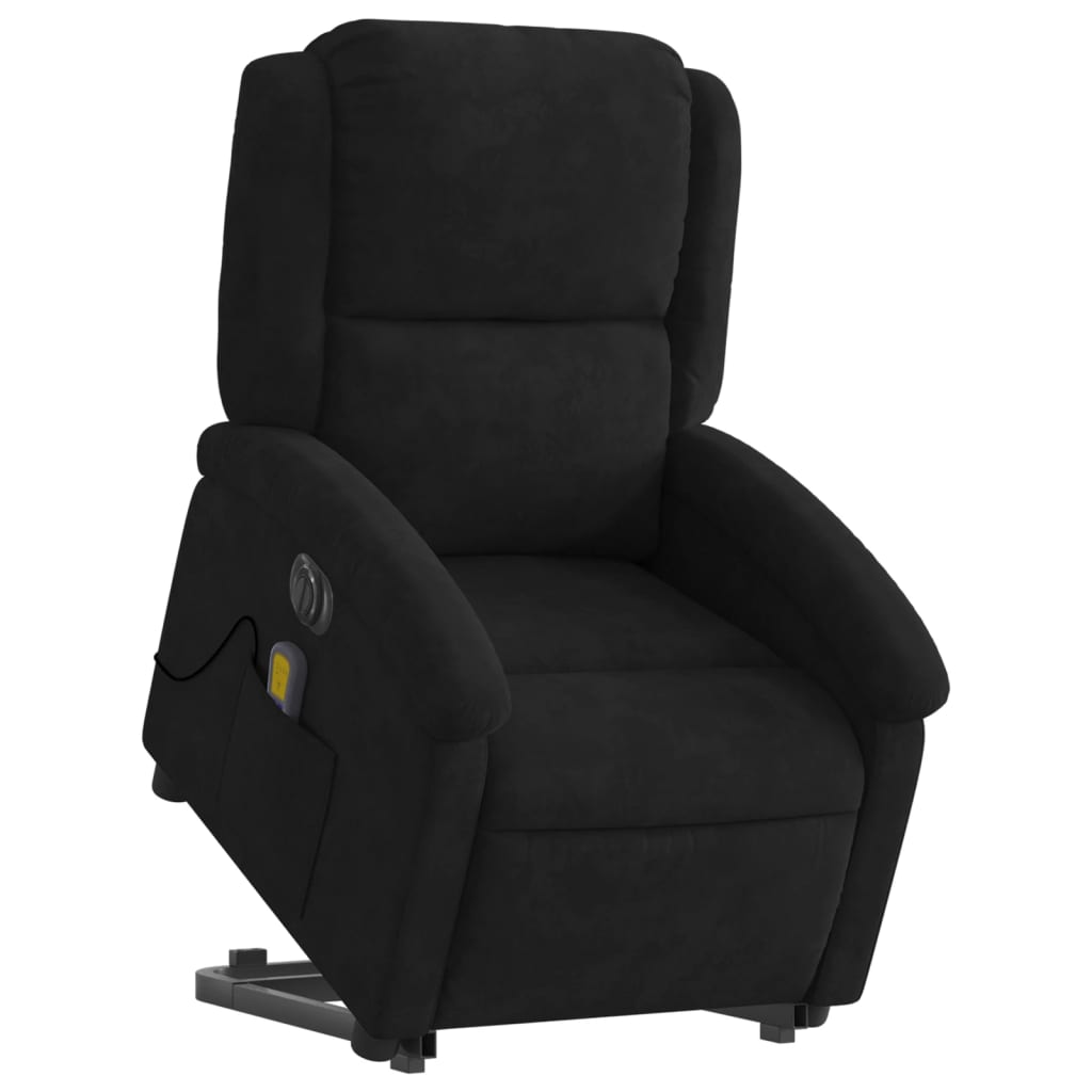 vidaXL Fotoliu electric de masaj rabatabil cu ridicare, negru, catifea