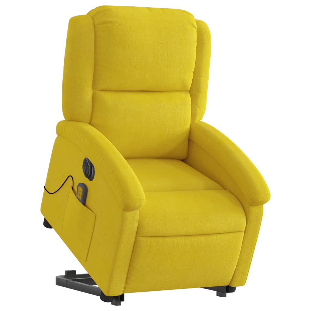 vidaXL Fotoliu de masaj electric rabatabil cu ridicare galben, catifea vidaXL Fotoliu de masaj electric rabatabil cu ridicare galben, catifea