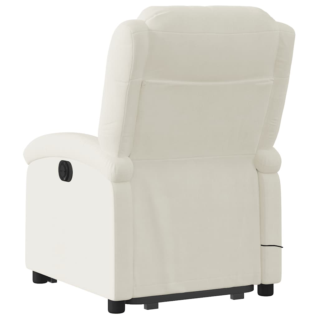 vidaXL Fotoliu electric de masaj rabatabil cu ridicare, crem, catifea vidaXL Fotoliu electric de masaj rabatabil cu ridicare, crem, catifea