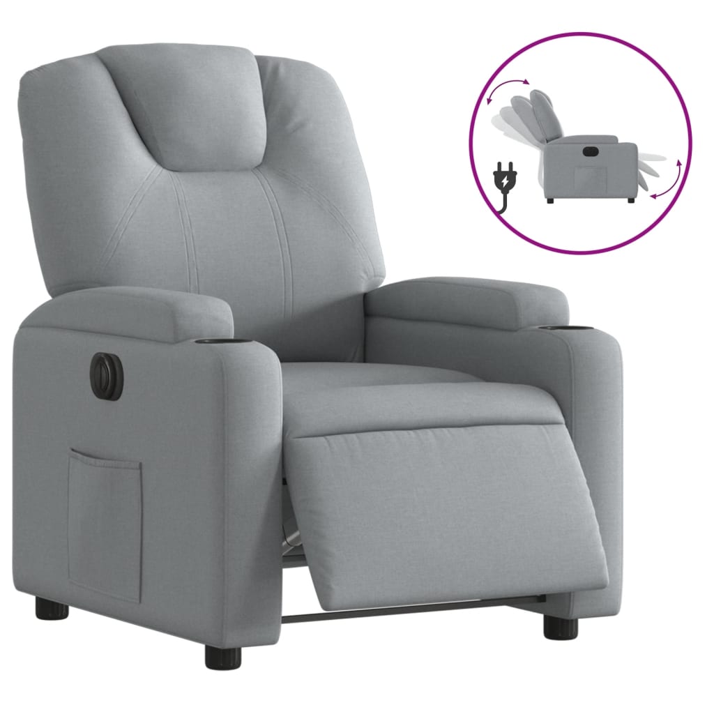 vidaXL Fotoliu rabatabil electric, gri deschis, textil