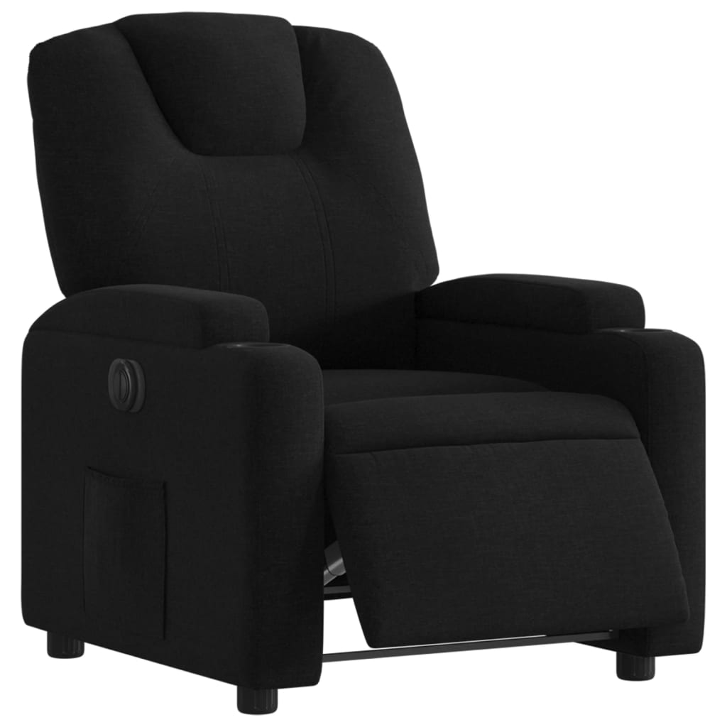 vidaXL Fotoliu rabatabil electric, negru, material textil