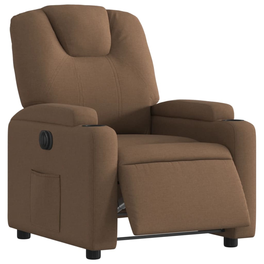 vidaXL Fotoliu rabatabil electric, maro, material textil