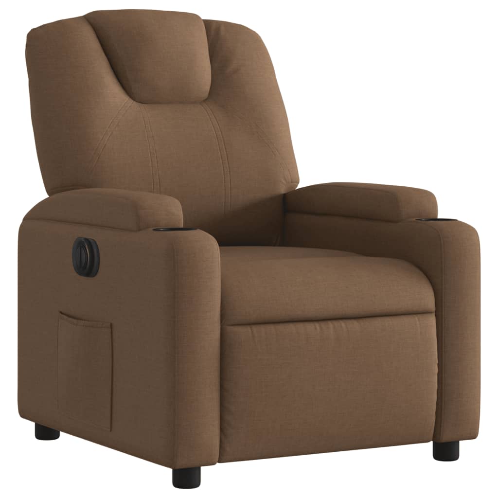 vidaXL Fotoliu rabatabil electric, maro, material textil