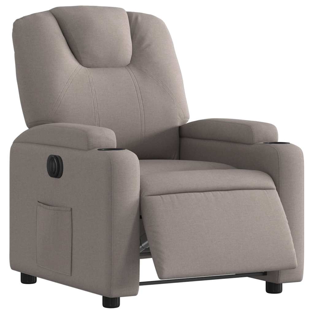 vidaXL Fotoliu rabatabil electric, gri taupe, material textil