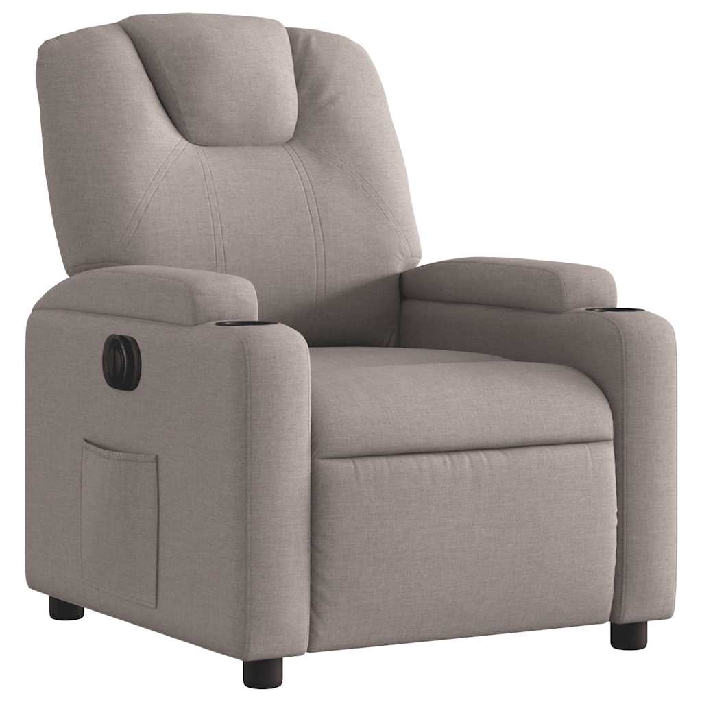 vidaXL Fotoliu rabatabil electric, gri taupe, material textil