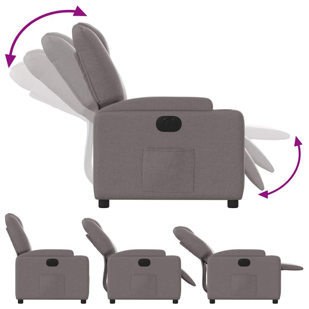 vidaXL Fotoliu rabatabil electric, gri taupe, material textil