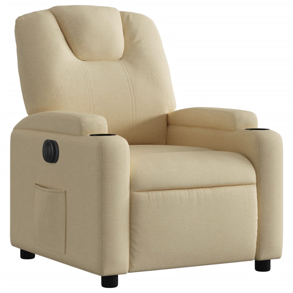 vidaXL Fotoliu rabatabil electric, crem, material textil