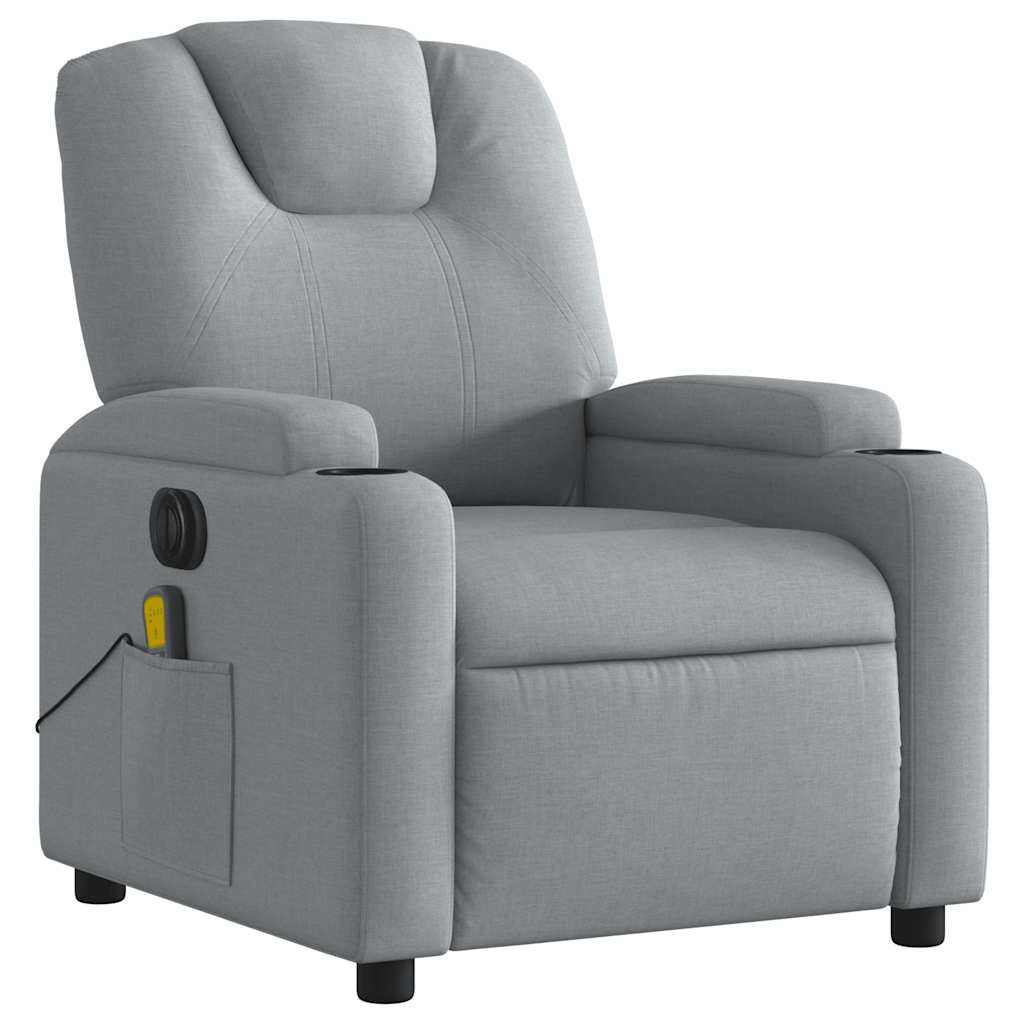vidaXL Fotoliu electric de masaj rabatabil, gri deschis, microfibră