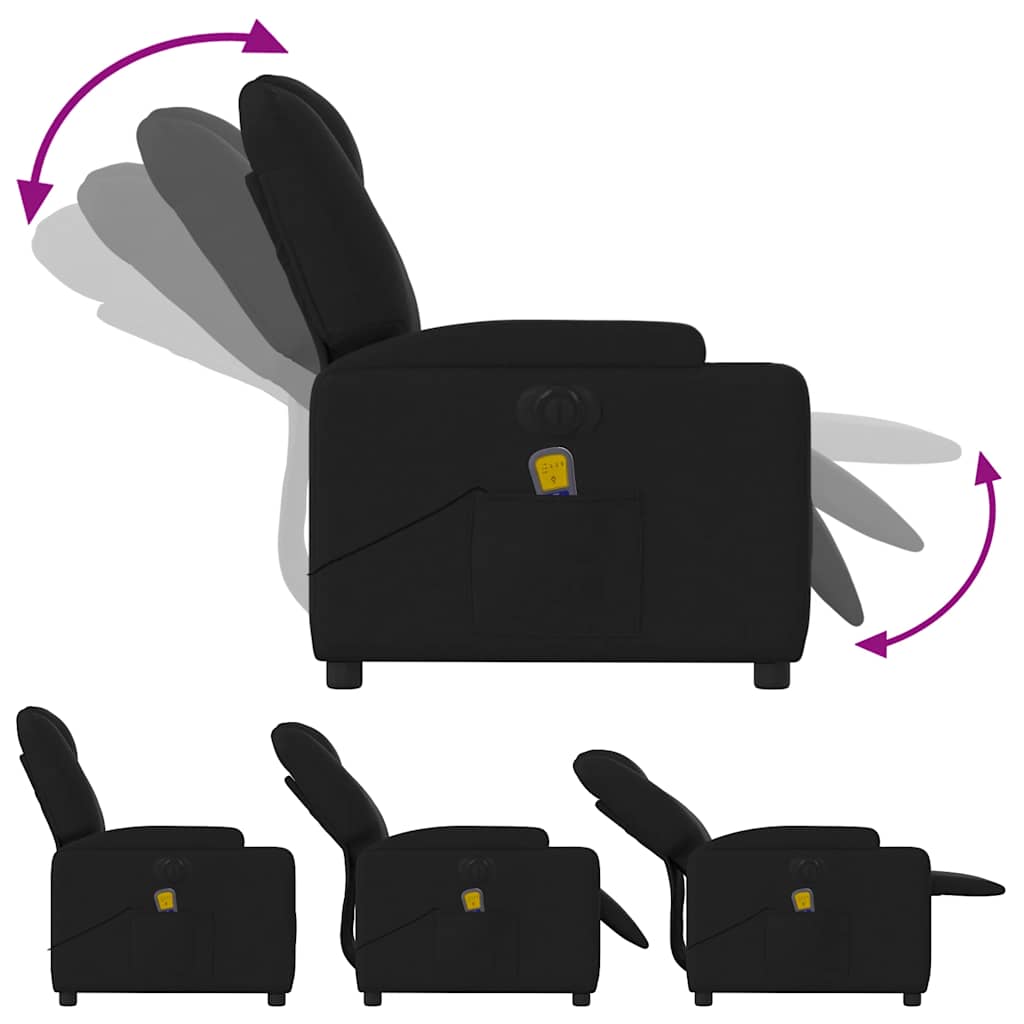 vidaXL Fotoliu electric de masaj rabatabil, negru, textil vidaXL Fotoliu electric de masaj rabatabil, negru, textil