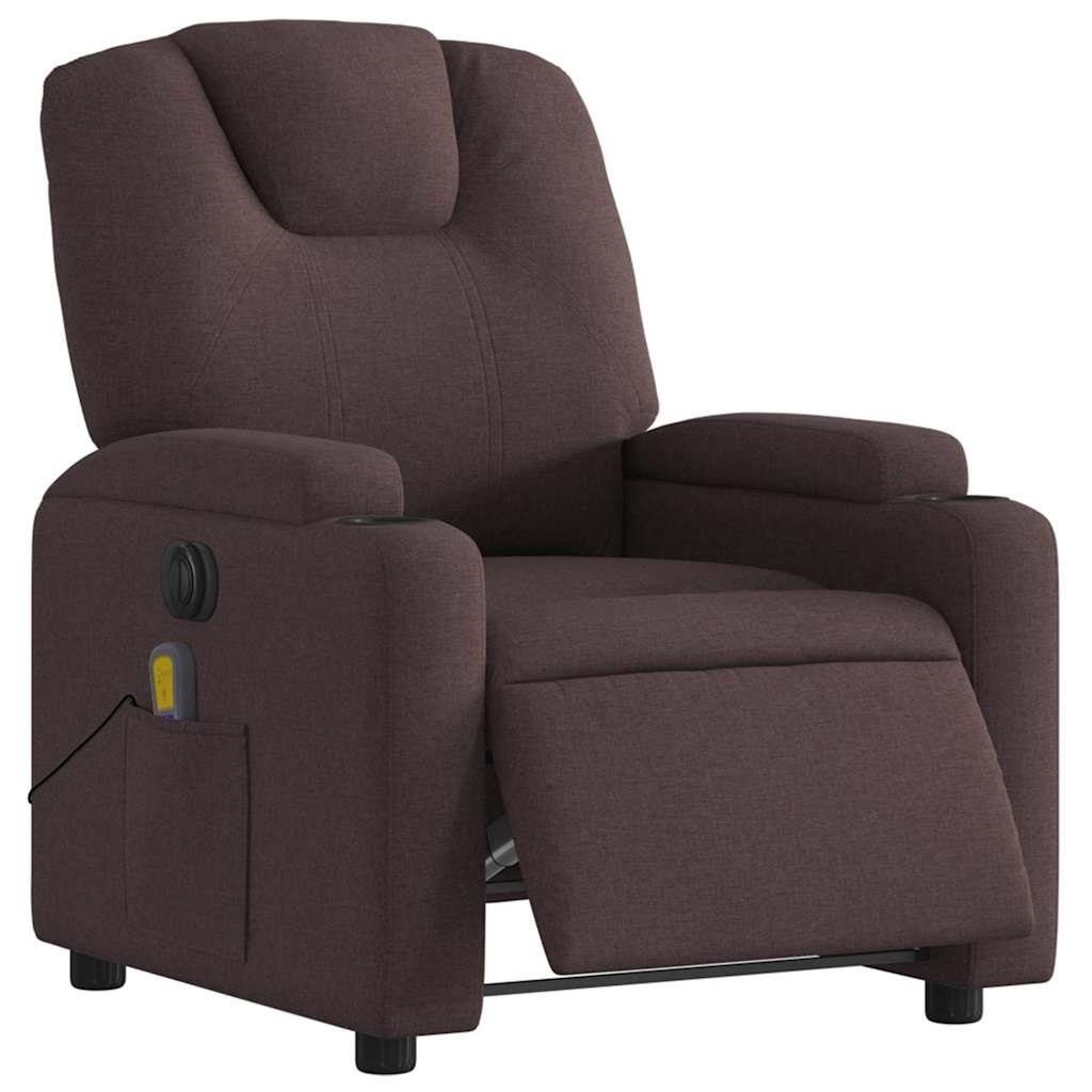 vidaXL Fotoliu electric de masaj rabatabil, maro închis, textil