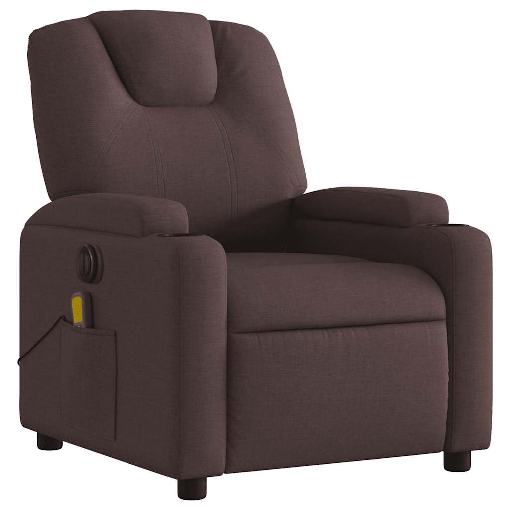 vidaXL Fotoliu electric de masaj rabatabil, maro închis, textil