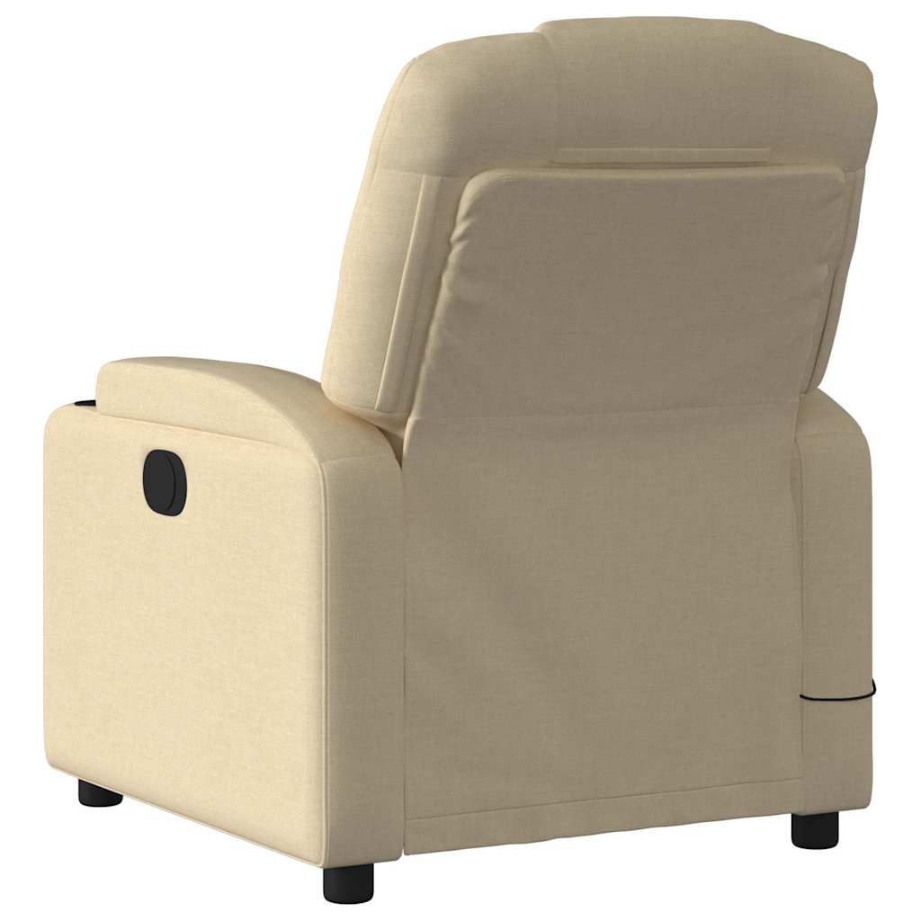 vidaXL Fotoliu electric de masaj rabatabil, crem, textil