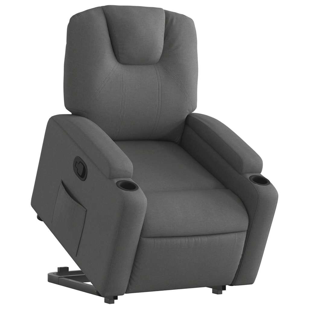 vidaXL Fotoliu rabatabil cu ridicare pe verticală, gri închis, textil