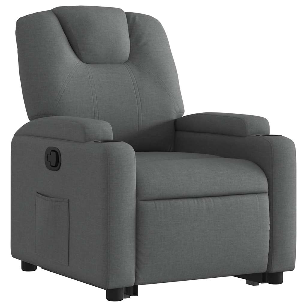 vidaXL Fotoliu rabatabil cu ridicare pe verticală, gri închis, textil
