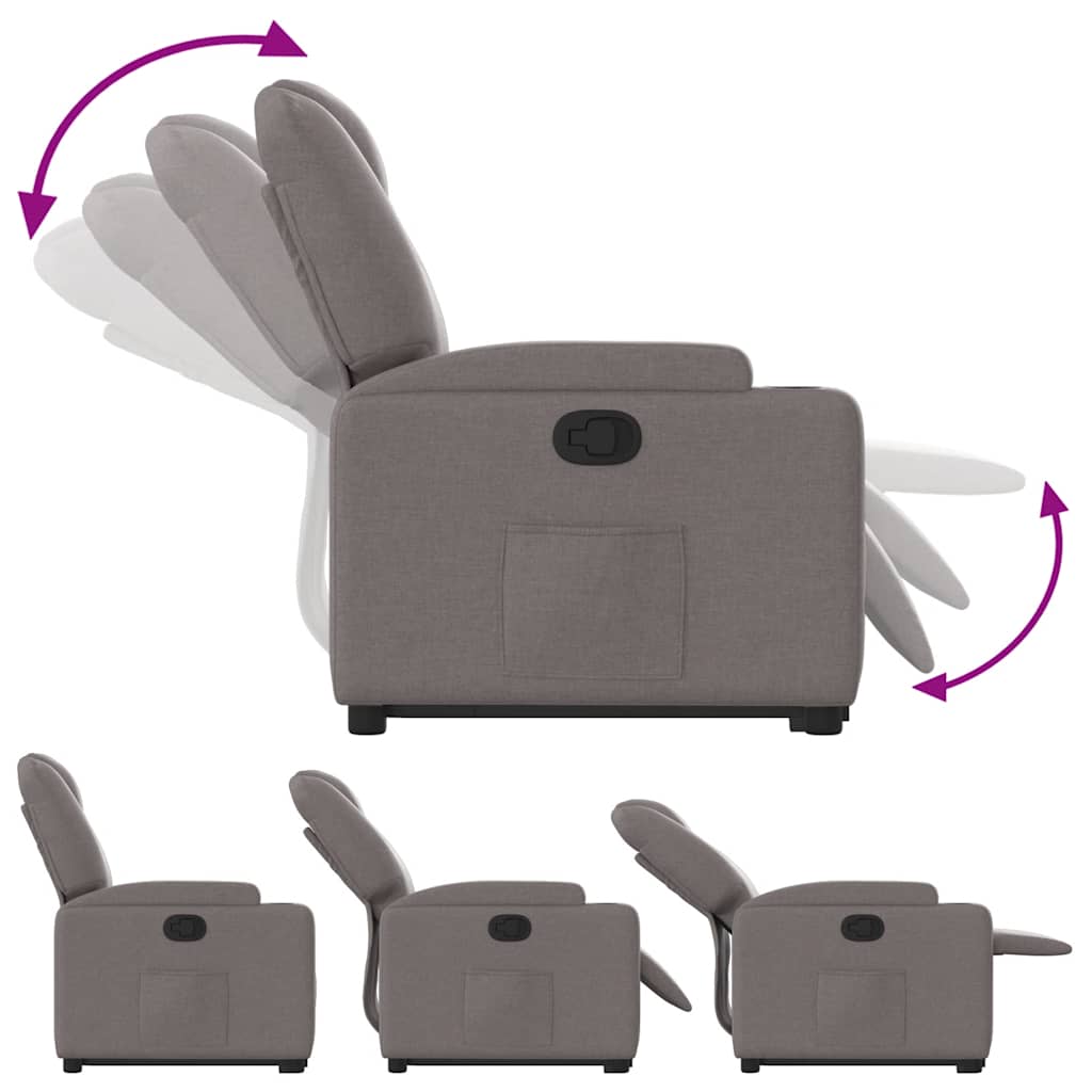 vidaXL Fotoliu rabatabil cu ridicare pe verticală, gri taupe, textil vidaXL Fotoliu rabatabil cu ridicare pe verticală, gri taupe, textil