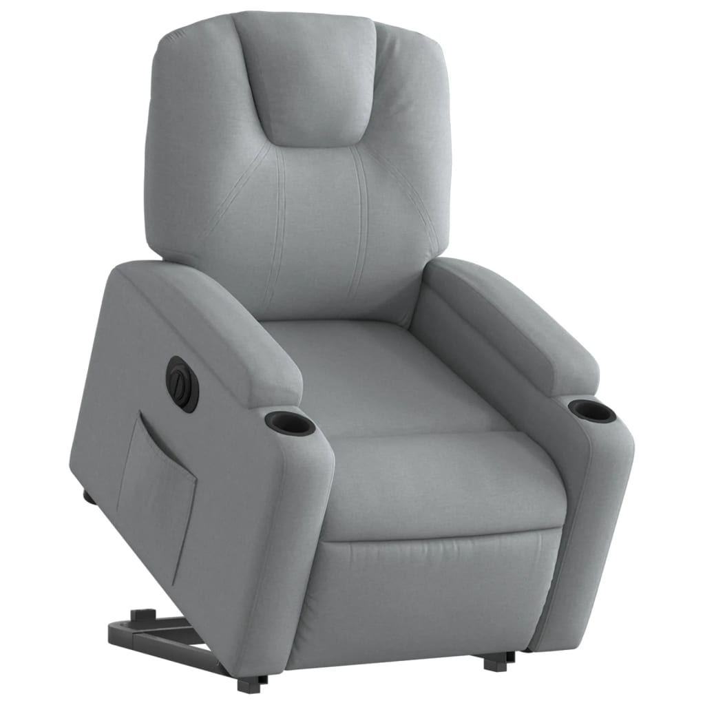 vidaXL Fotoliu electric rabatabil cu ridicare, gri deschis, textil