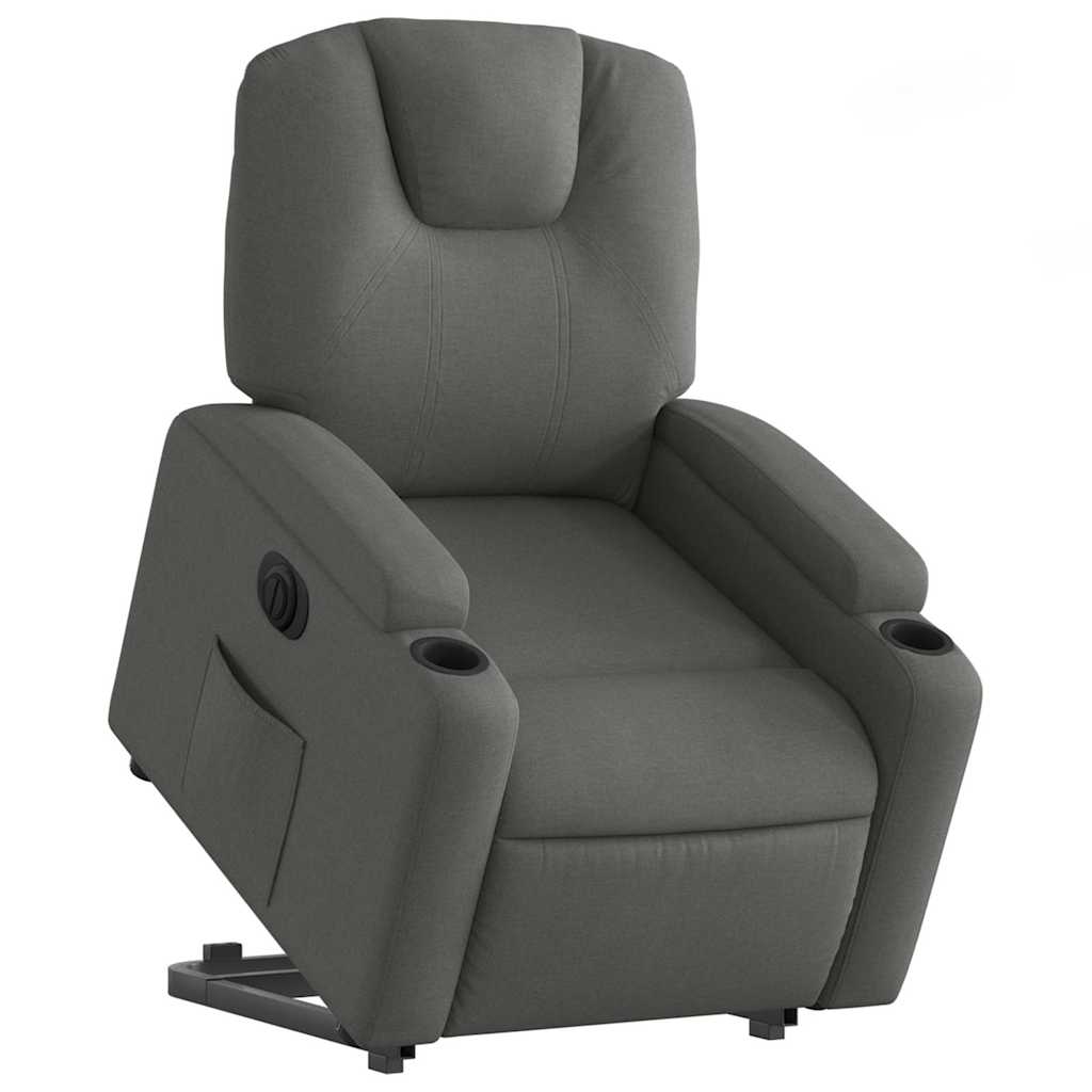 vidaXL Fotoliu electric rabatabil cu ridicare, gri închis, textil