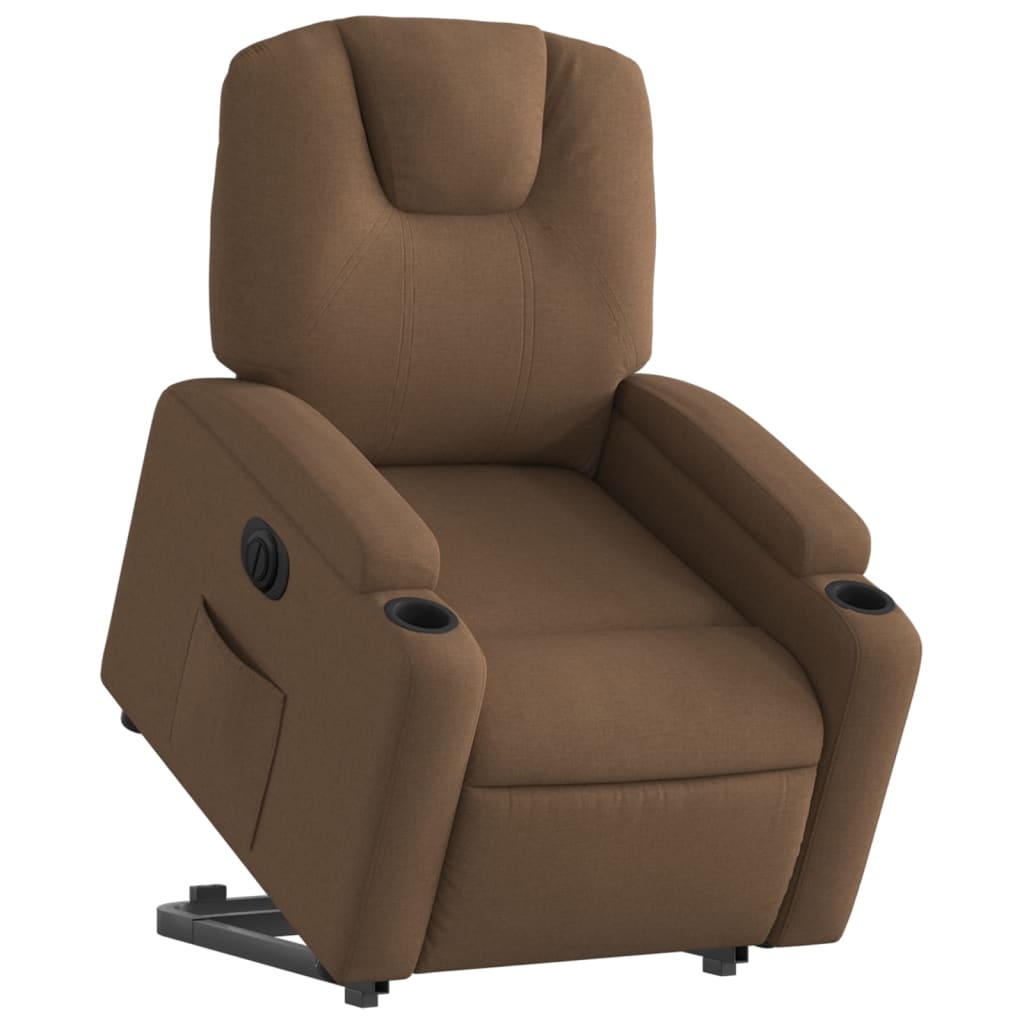 vidaXL Fotoliu electric rabatabil cu ridicare, maro, textil