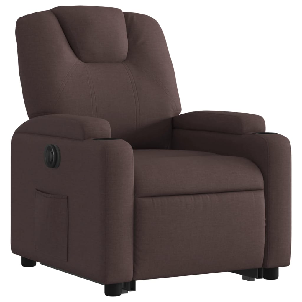 vidaXL Fotoliu electric rabatabil cu ridicare, maro închis, textil