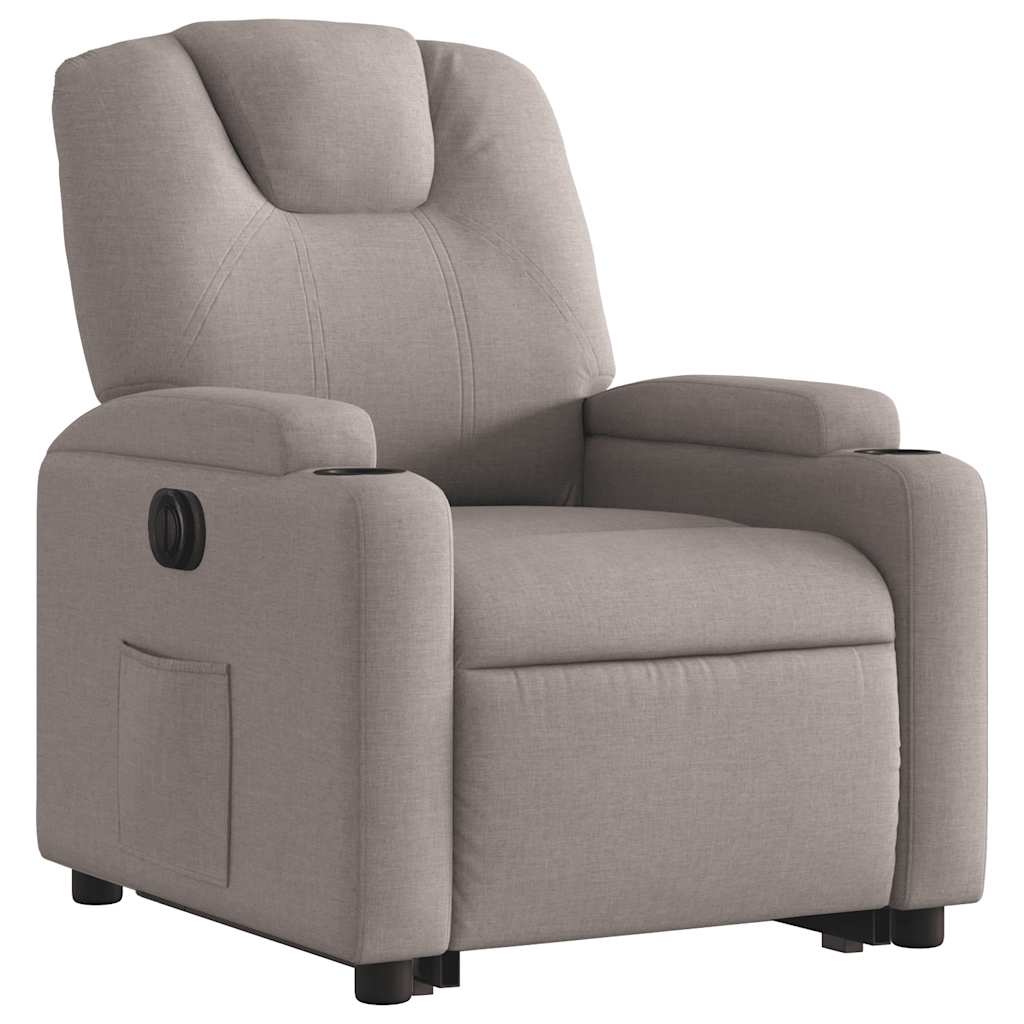 vidaXL Fotoliu electric rabatabil cu ridicare, gri taupe, textil