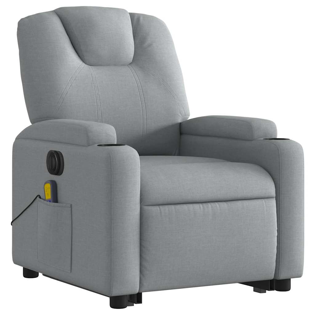 vidaXL Fotoliu electric masaj rabatabil cu ridicare, gri închis textil