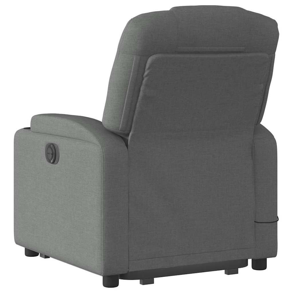vidaXL Fotoliu electric masaj rabatabil cu ridicare, gri închis textil
