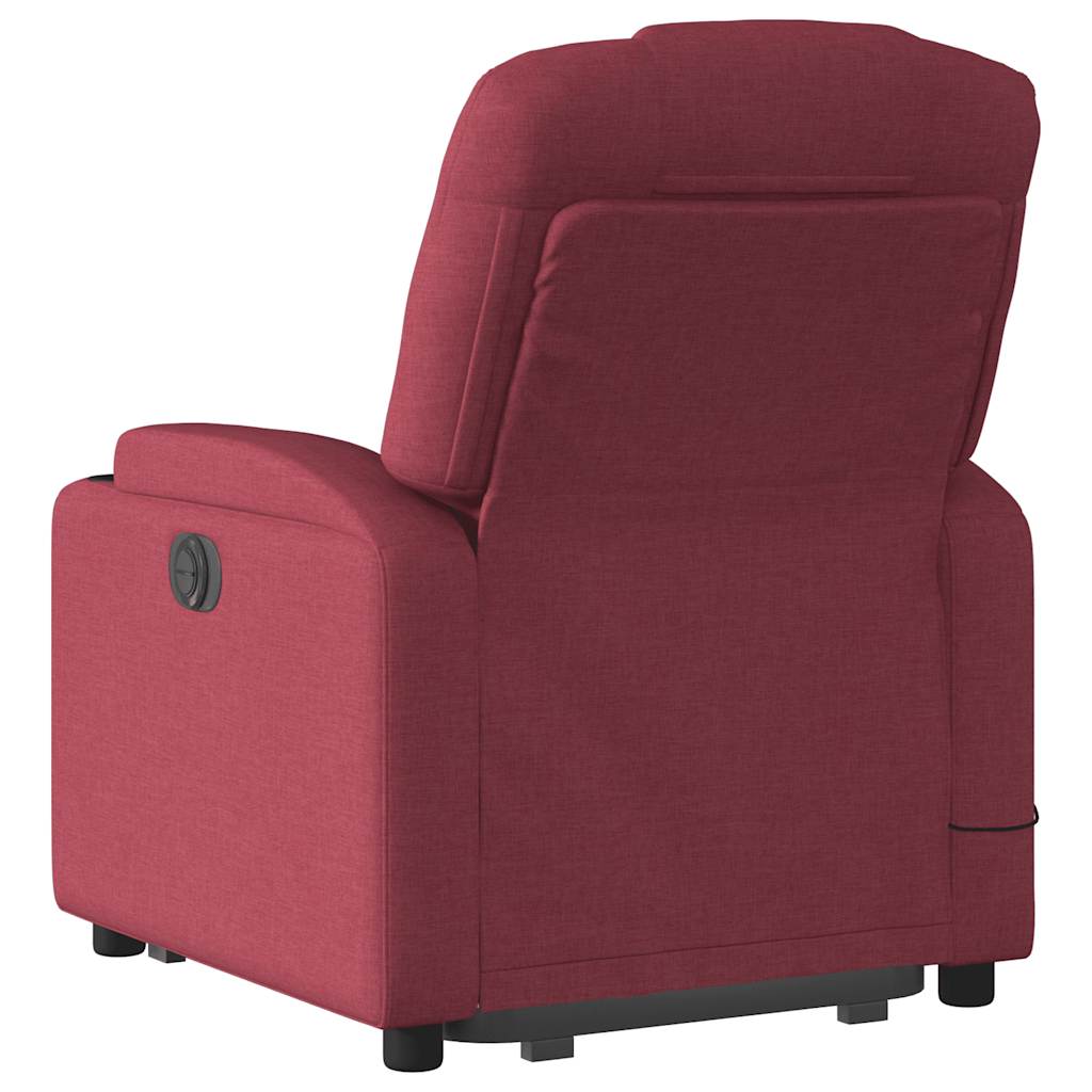 vidaXL Fotoliu de masaj electric rabatabil cu ridicare roșu vin textil