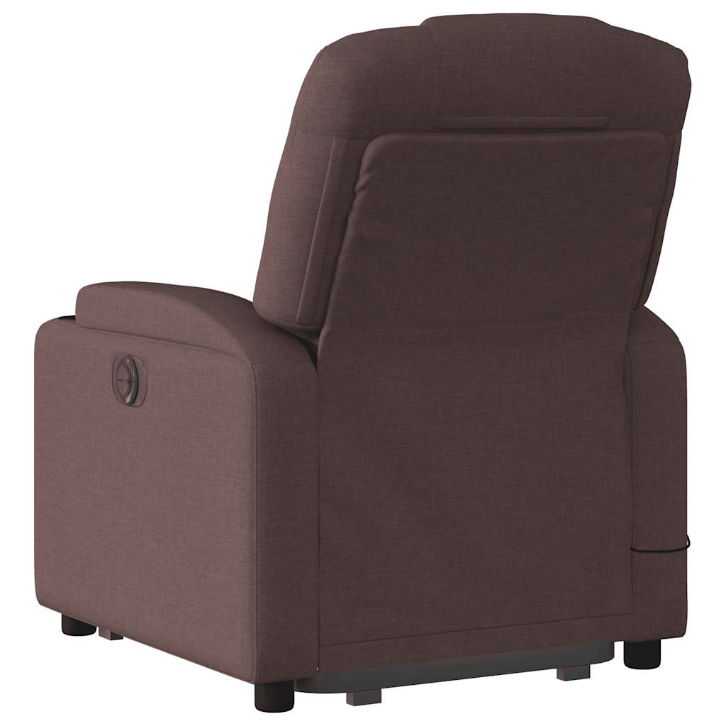 vidaXL Fotoliu electric masaj rabatabil cu ridicare maro închis textil vidaXL Fotoliu electric masaj rabatabil cu ridicare maro închis textil