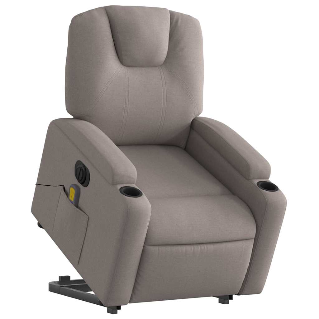 vidaXL Fotoliu electric masaj rabatabil cu ridicare, gri taupe, textil