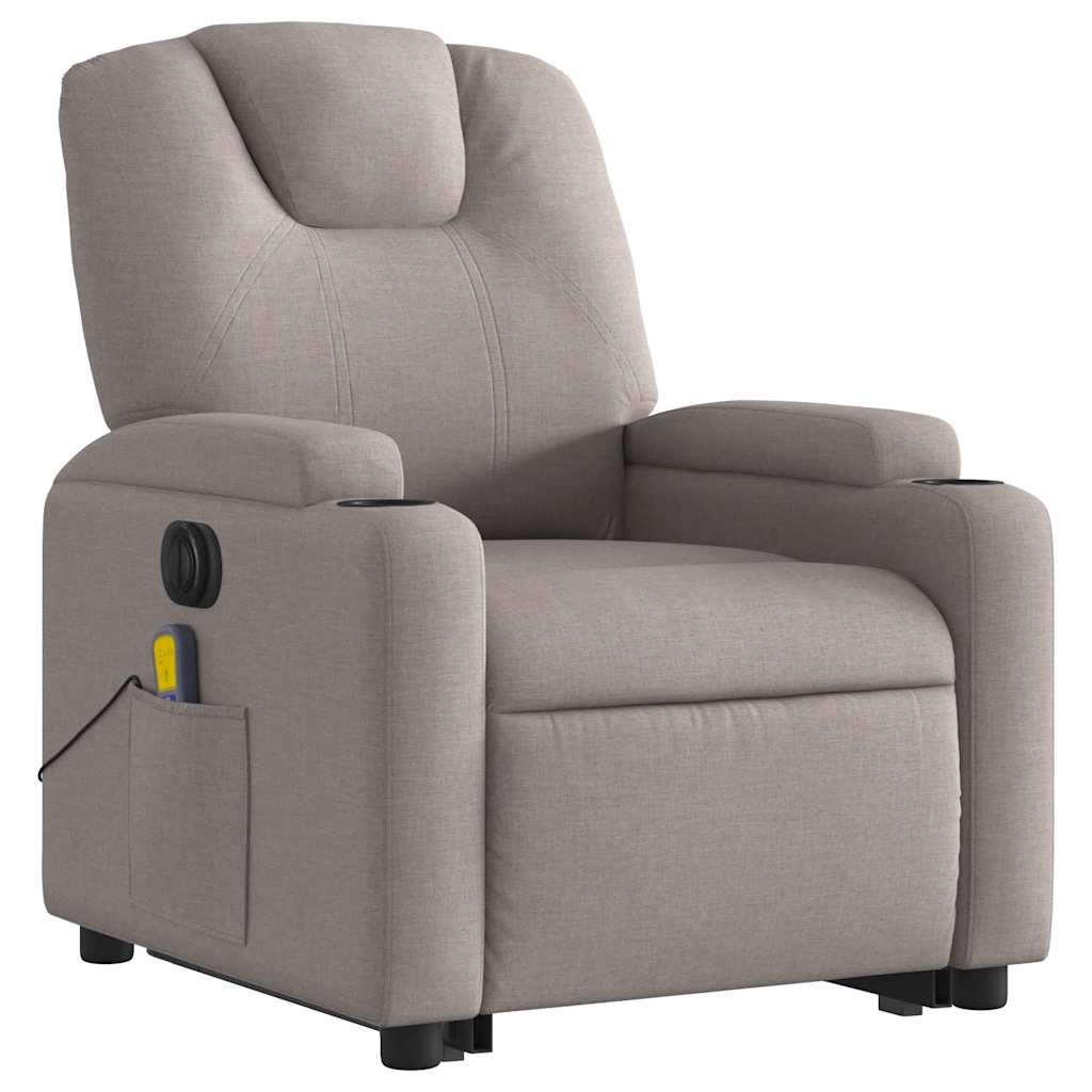 vidaXL Fotoliu electric masaj rabatabil cu ridicare, gri taupe, textil