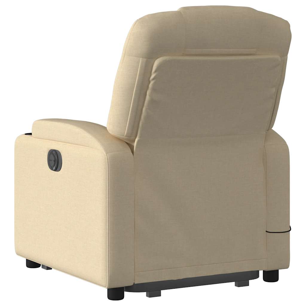 vidaXL Fotoliu electric de masaj rabatabil cu ridicare, crem, textil vidaXL Fotoliu electric de masaj rabatabil cu ridicare, crem, textil