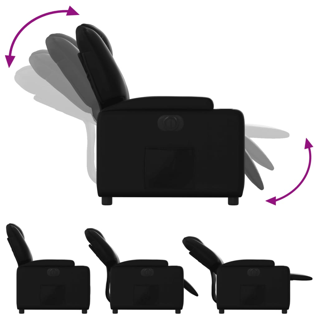 vidaXL Fotoliu rabatabil electric, negru, piele ecologică vidaXL Fotoliu rabatabil electric, negru, piele ecologică