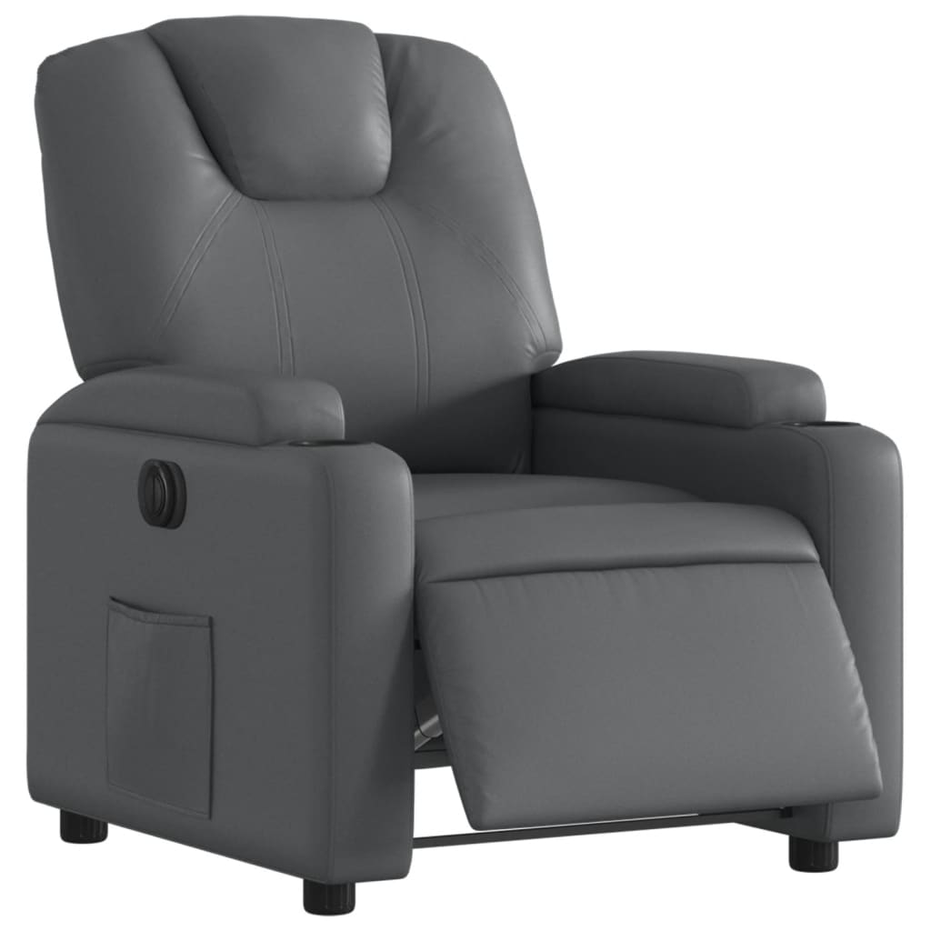 vidaXL Fotoliu rabatabil electric, gri, piele ecologică