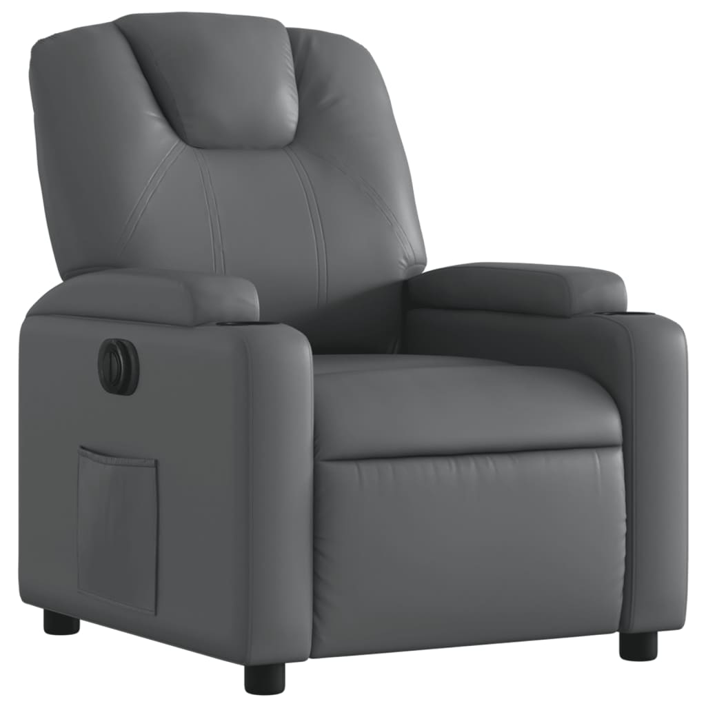 vidaXL Fotoliu rabatabil electric, gri, piele ecologică