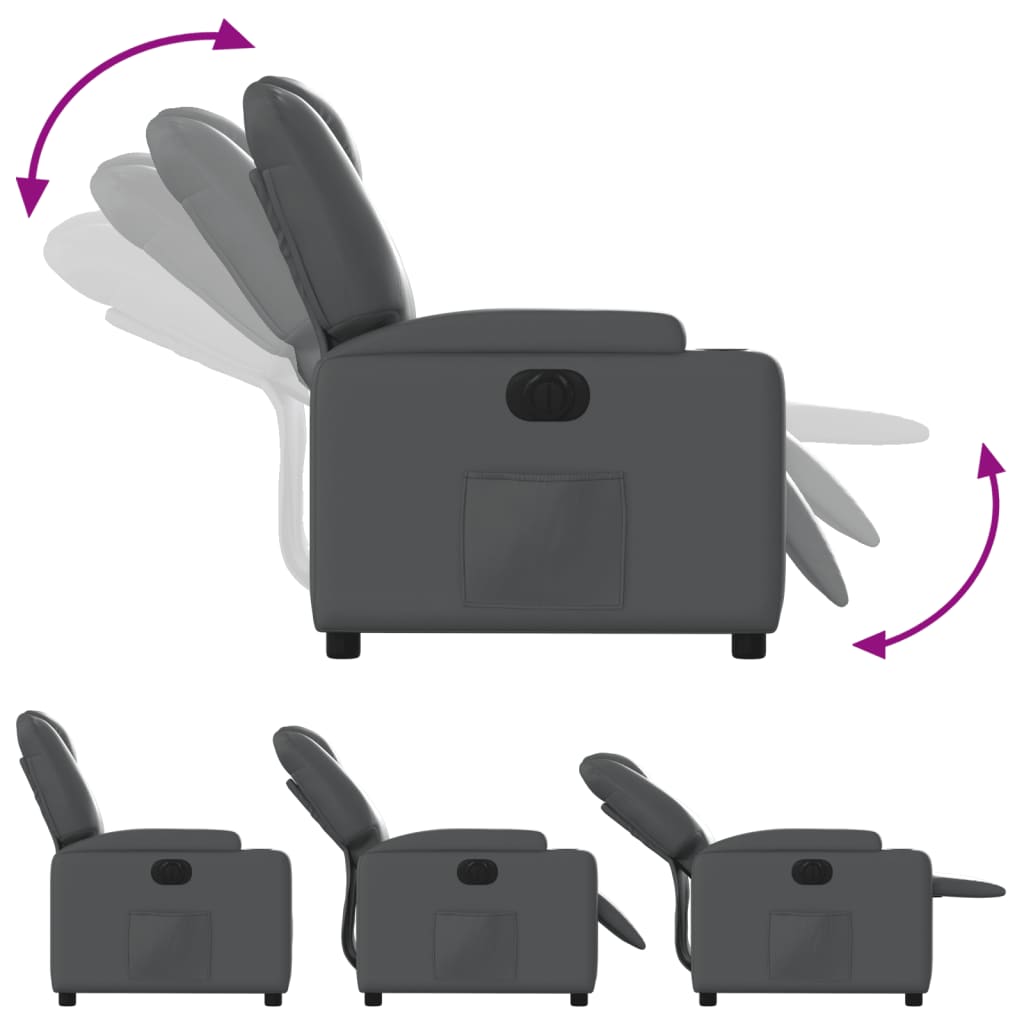 vidaXL Fotoliu rabatabil electric, gri, piele ecologică