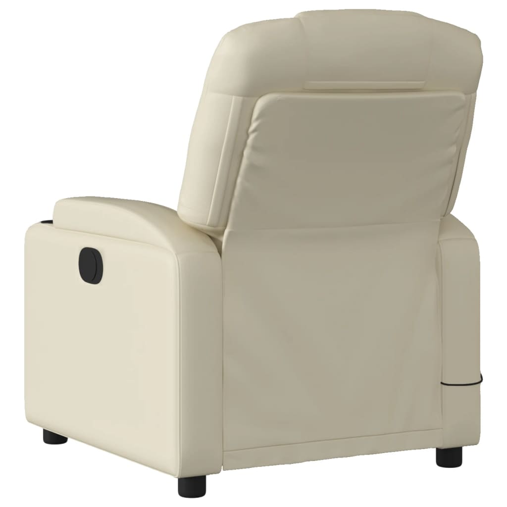 vidaXL Fotoliu electric de masaj rabatabil, crem, piele ecologică