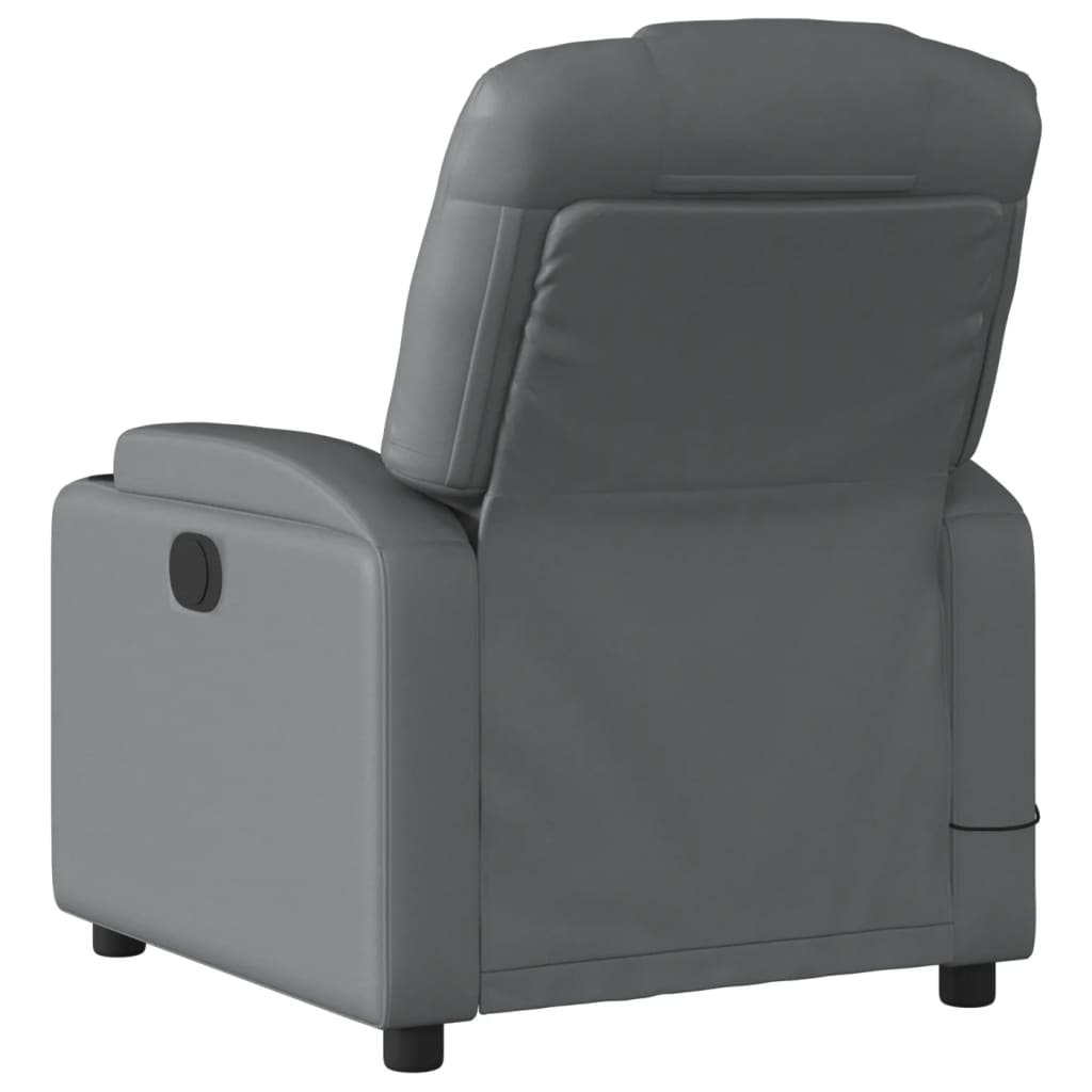 vidaXL Fotoliu de masaj electric rabatabil, gri, piele ecologică vidaXL Fotoliu de masaj electric rabatabil, gri, piele ecologică
