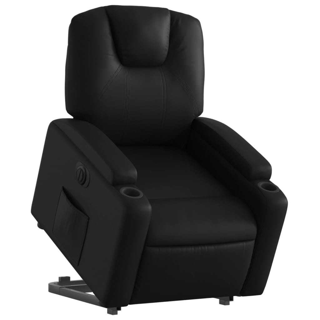 vidaXL Fotoliu rabatabil electric cu ridicare, negru, piele ecologică