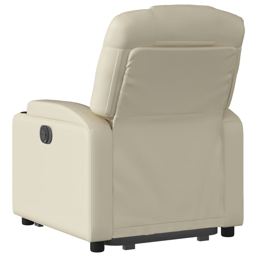 vidaXL Fotoliu rabatabil electric cu ridicare, crem, piele ecologică