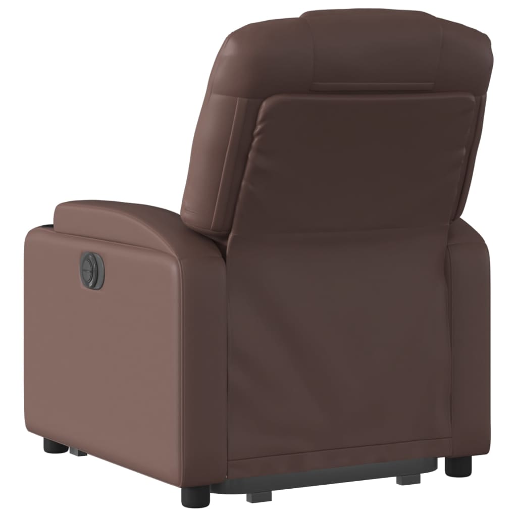 vidaXL Fotoliu rabatabil electric cu ridicare, maro, piele ecologică